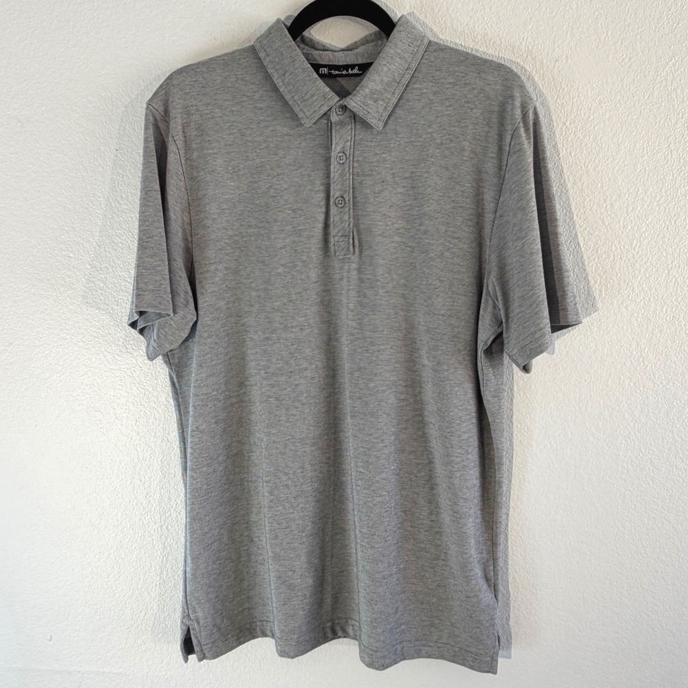 Travis Mathew Mens Grey Heathered Short Sleeve Golf Polo Shirt Size Large L‎